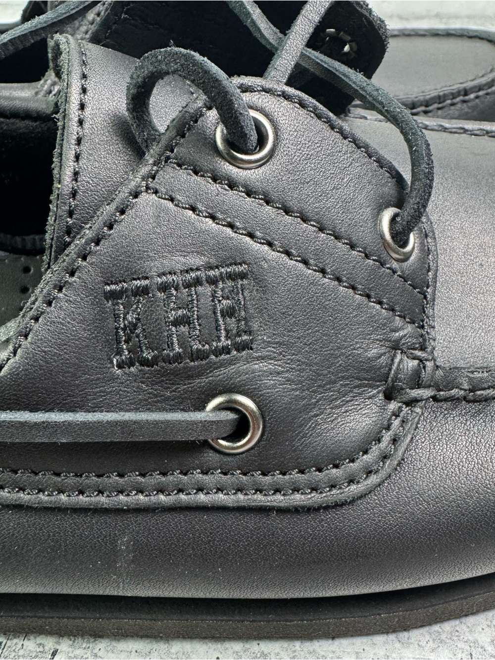 Timberland Custom Classic 2-Eye Leather Boat Shoes Black Men's Size 12 NIB KHH - Picture 6 of 9